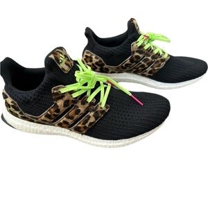 Adidas UltraBoost Men’s 11 NWOT DNA Animal Pack - Leopard neon faux fur sneakers
